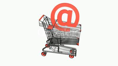 Shopping Cart and @ Symbol.retail,buy,isolated,cart,design,shop,basket,sale,