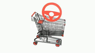 Shopping Cart and Steering wheel.retail,buy,cart,shop,basket,sale,discount,supermarket,