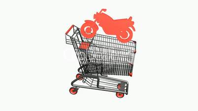 Shopping Cart and motorcycle.retail,buy,cart,shop,basket,sale,supermarket,market,