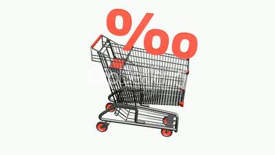 Shopping cart with discount symbol.retail,buy,cart,design,shop,basket,sale,customer,discount,