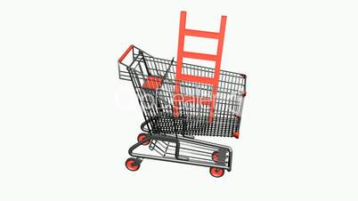 Shopping Cart with Ladder.retail,buy,cart,shop,basket,sale,supermarket,market,