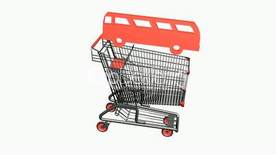 Shopping cart and transport Bus.retail,buy,cart,design,shop,basket,sale,customer,discount,