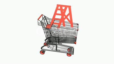 Shopping Cart with Ladder.retail,buy,cart,shop,basket,sale,supermarket,market,