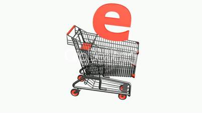 Shopping Cart with Letter e.Internet,network,retail,buy,isolated,cart,design,shop,basket,