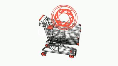 Shopping Cart and Tires.retail,buy,cart,shop,basket,sale,discount,supermarket,