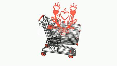 Shopping Cart and Flower.retail,buy,cart,shop,basket,sale,supermarket,market,
