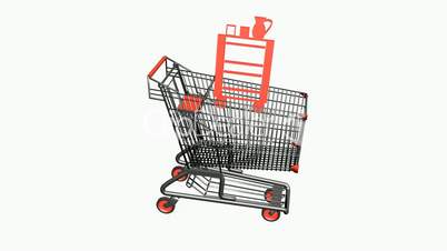 Shopping Cart with Table Cabinet.retail,buy,cart,shop,basket,sale,supermarket,market,mall,