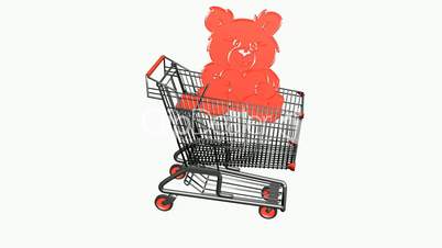 Shopping Cart with Bear toy.retail,buy,cart,shop,basket,sale,discount,supermarket,