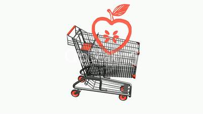 Shopping Cart and heart apple.retail,buy,cart,shop,basket,sale,customer,discount,supermarket,market,