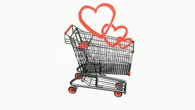 Shopping Cart and heart.retail,buy,cart,shop,basket,sale,customer,discount,supermarket,market,