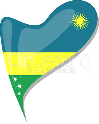 rwanda in heart. Icon of rwanda national flag. vector