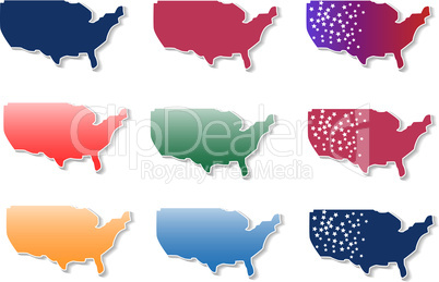 form of Usa stickers set
