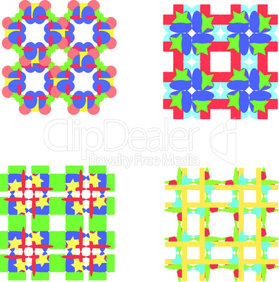 Vector set of four colorful seamless pattern