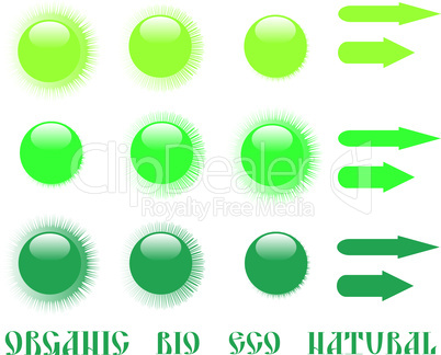 set of green eco icon and arrow