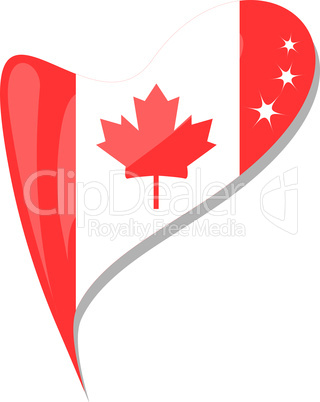 canada flag button heart shape. vector
