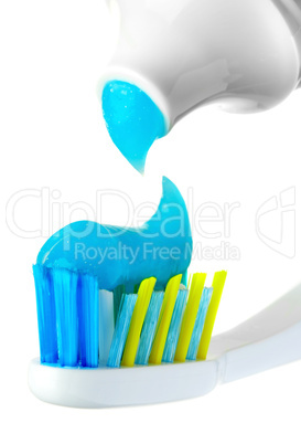 Dental brush and tube with paste.