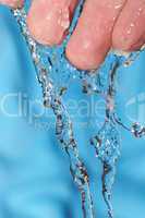 Human hand and  water.