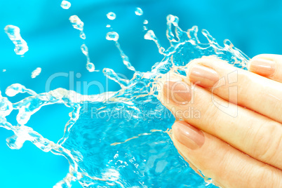 Human hand and water