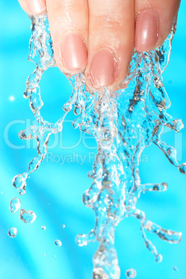 Human hand and water