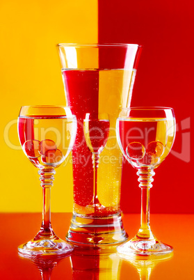 Wine-glasses with water