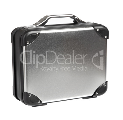 Metal suitcase on a white background