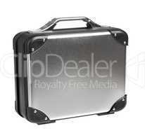 Metal suitcase on a white background