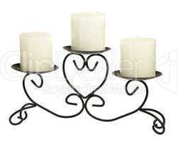 Candlestick with candles on a white background