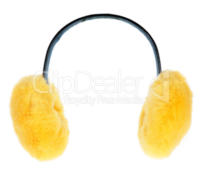 Yellow ear-flaps on a white background