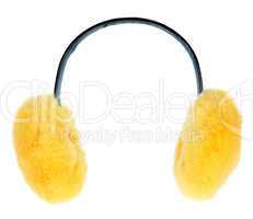 Yellow ear-flaps on a white background