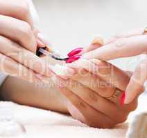 Manicure process... Female hands