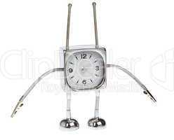 Metal alarm-clock on a white background