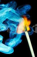 Match flame and smoke