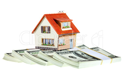 house on packs of banknotes