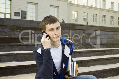 Modern student talking on a mobile phone