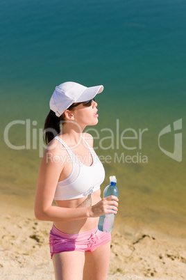 Summer sport fit woman relax after jogging