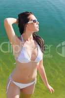 Summer beach young woman in bikini