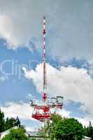 Communication Tower with Clouds