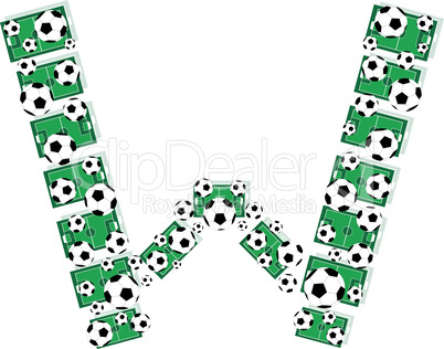 w, Alphabet Football letters made of soccer balls and fields. Vector