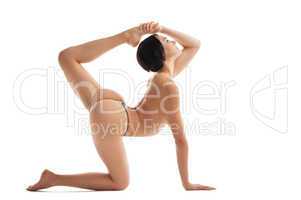 naked beauty woman in yoga pose isolated
