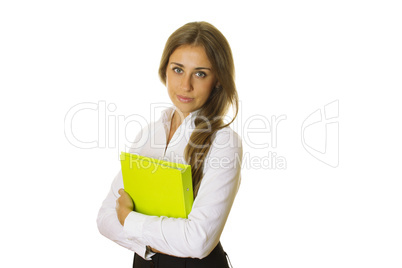 Close-up of business woman with folder