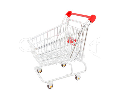 Shopping cart over white