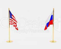 The American and Russian flags