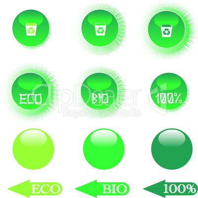 set eco green buttons