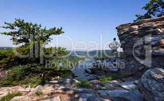 Hiker overlook Harpers Ferry landscape