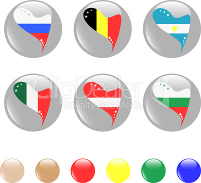 national heart flags icon shiny button