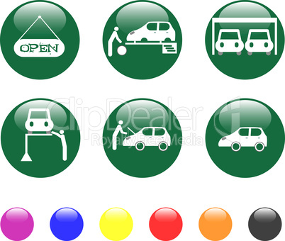 car service green icon shiny button