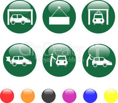 car service green icon shiny button