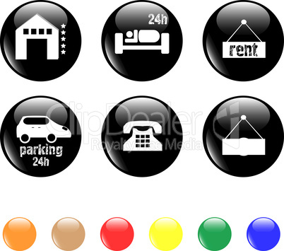 hotel and motel objects icons