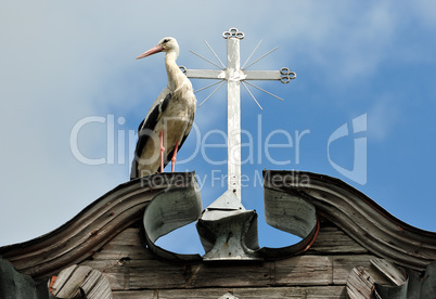 Stork and a cross
