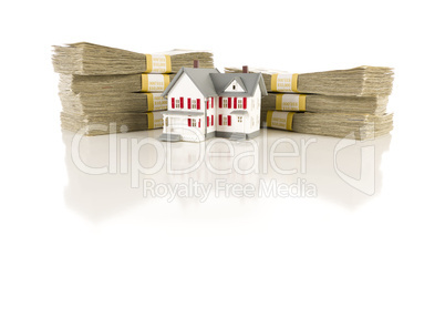 Stacks of Hundreds with Small House